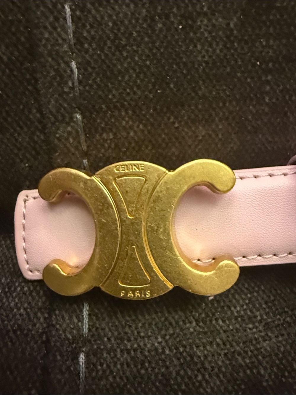 Pink Leather Belt with Gold Triomphe Buckle
